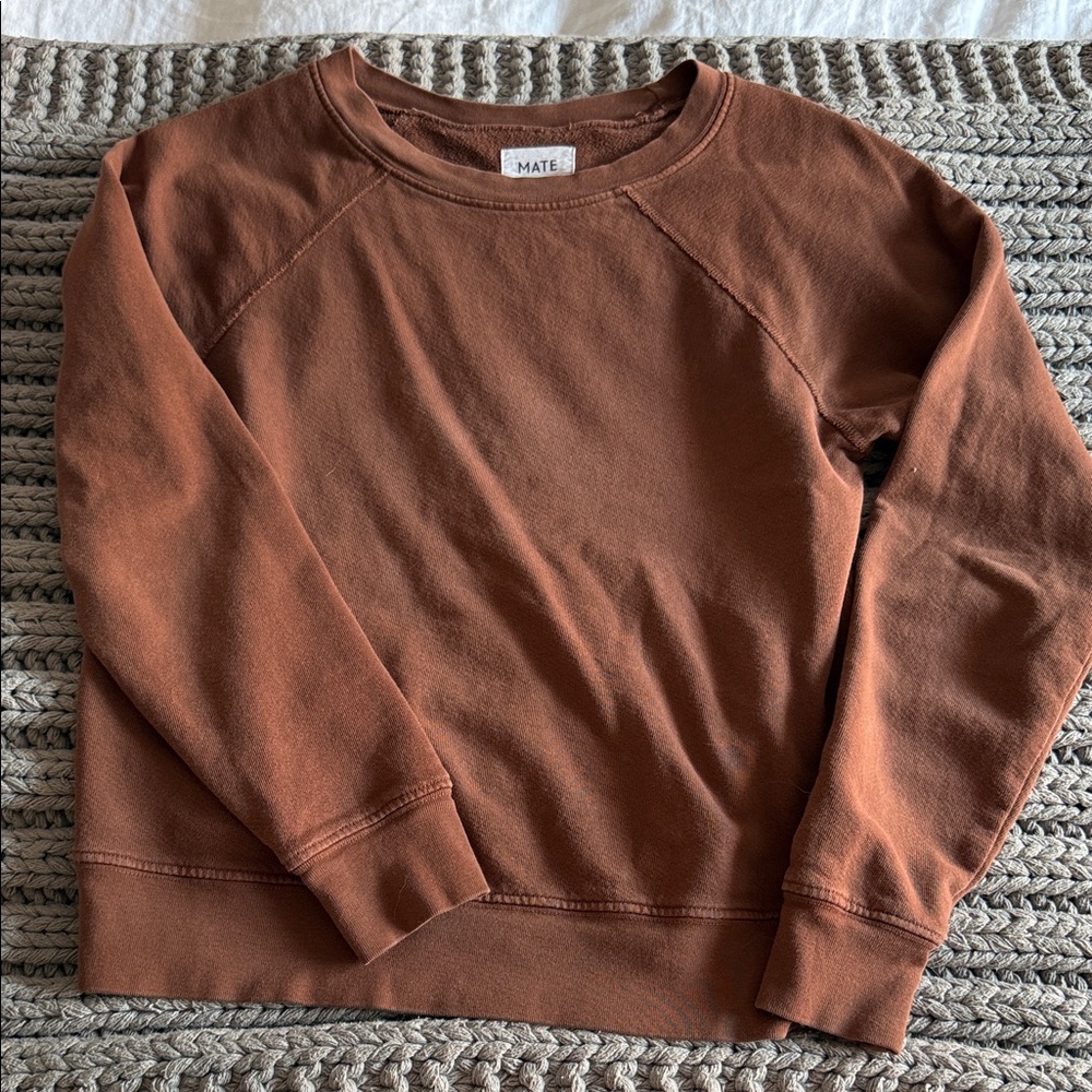 Mate the label crew neck organic cotton - tobacco